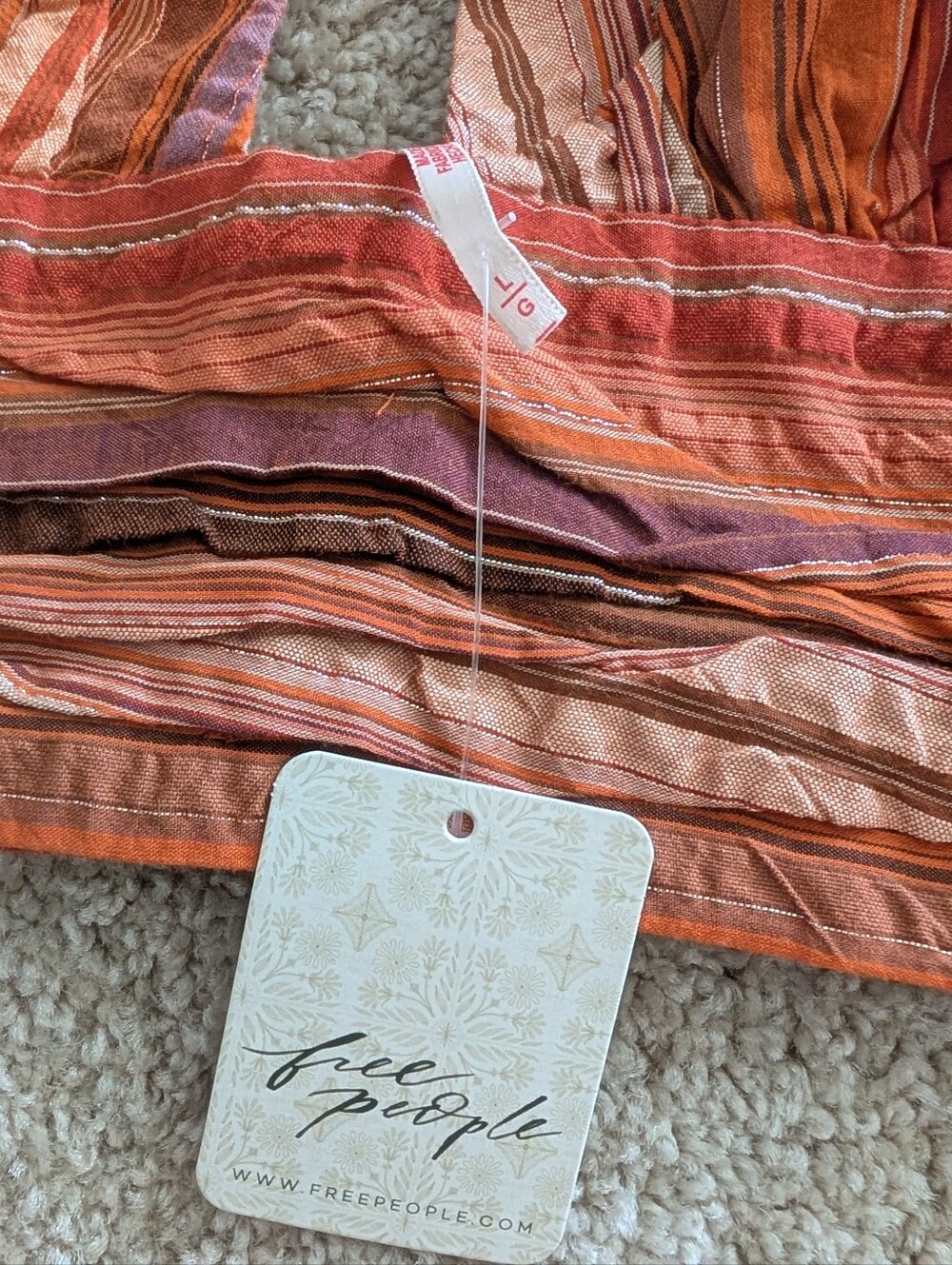 Free People Sedona Stripe Halter Top. NWT. Copper - Picture 4 of 7
